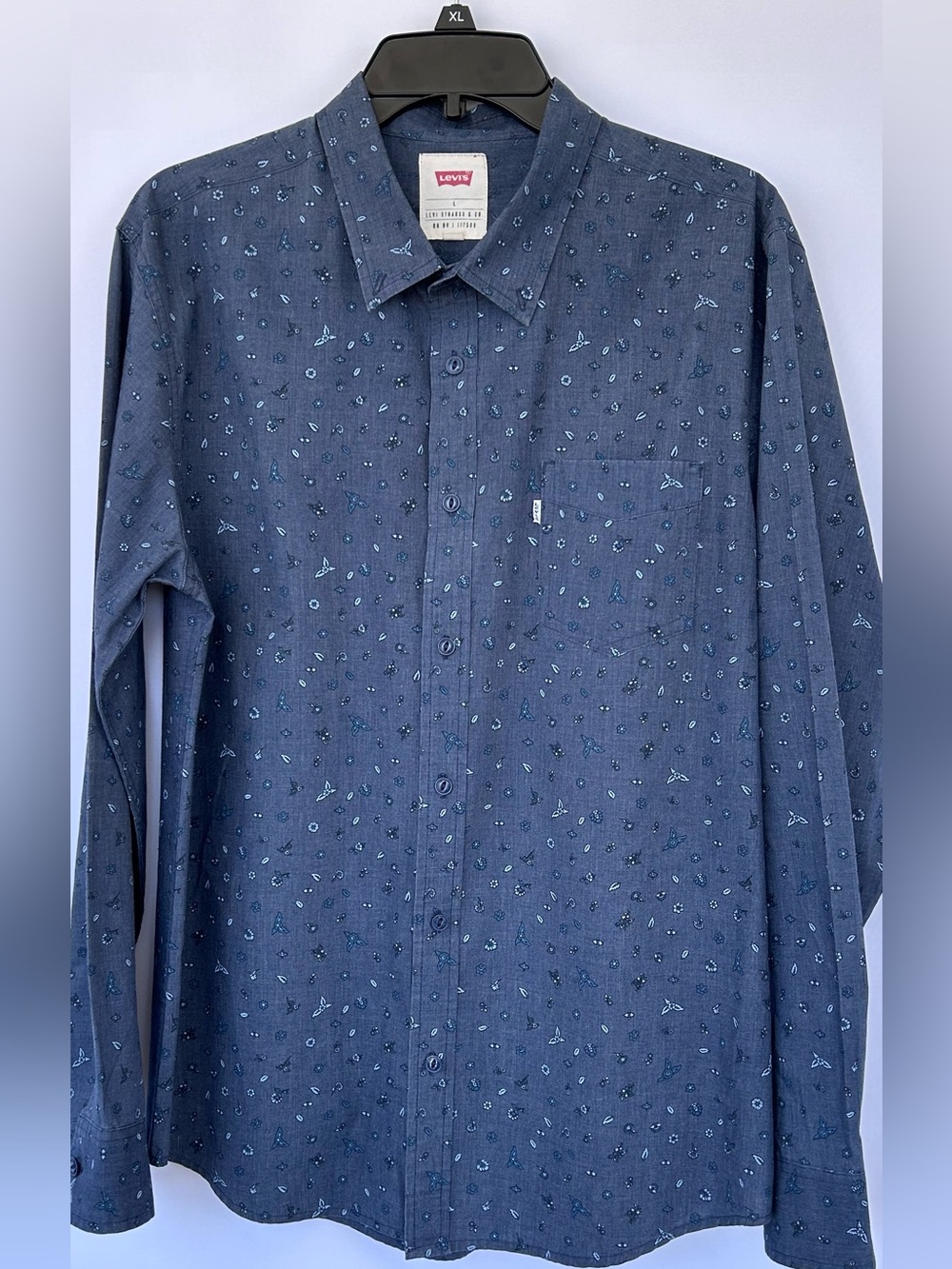 Levi’s Men’s Long Sleeved Patterned Button Up Shirt Blue Size Large